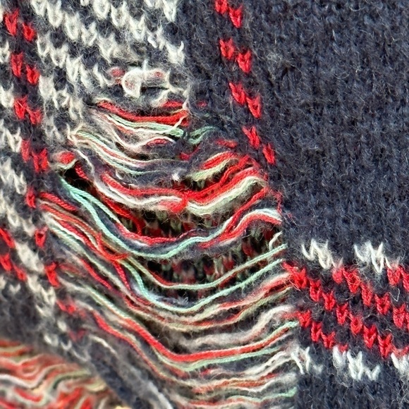 WILDFOX Whitelabel All-over Plaid Lenon Woolblend Oversized Sweater Distressed - Picture 7 of 11